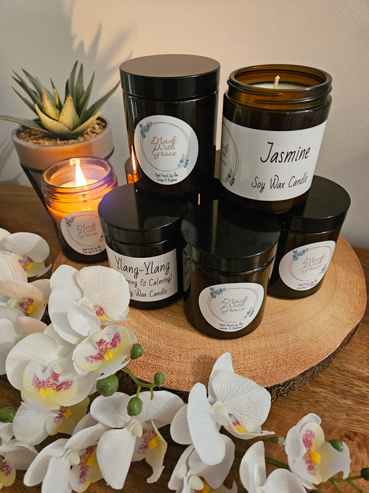 Natural Soy Wax Candle (Amber Jar)