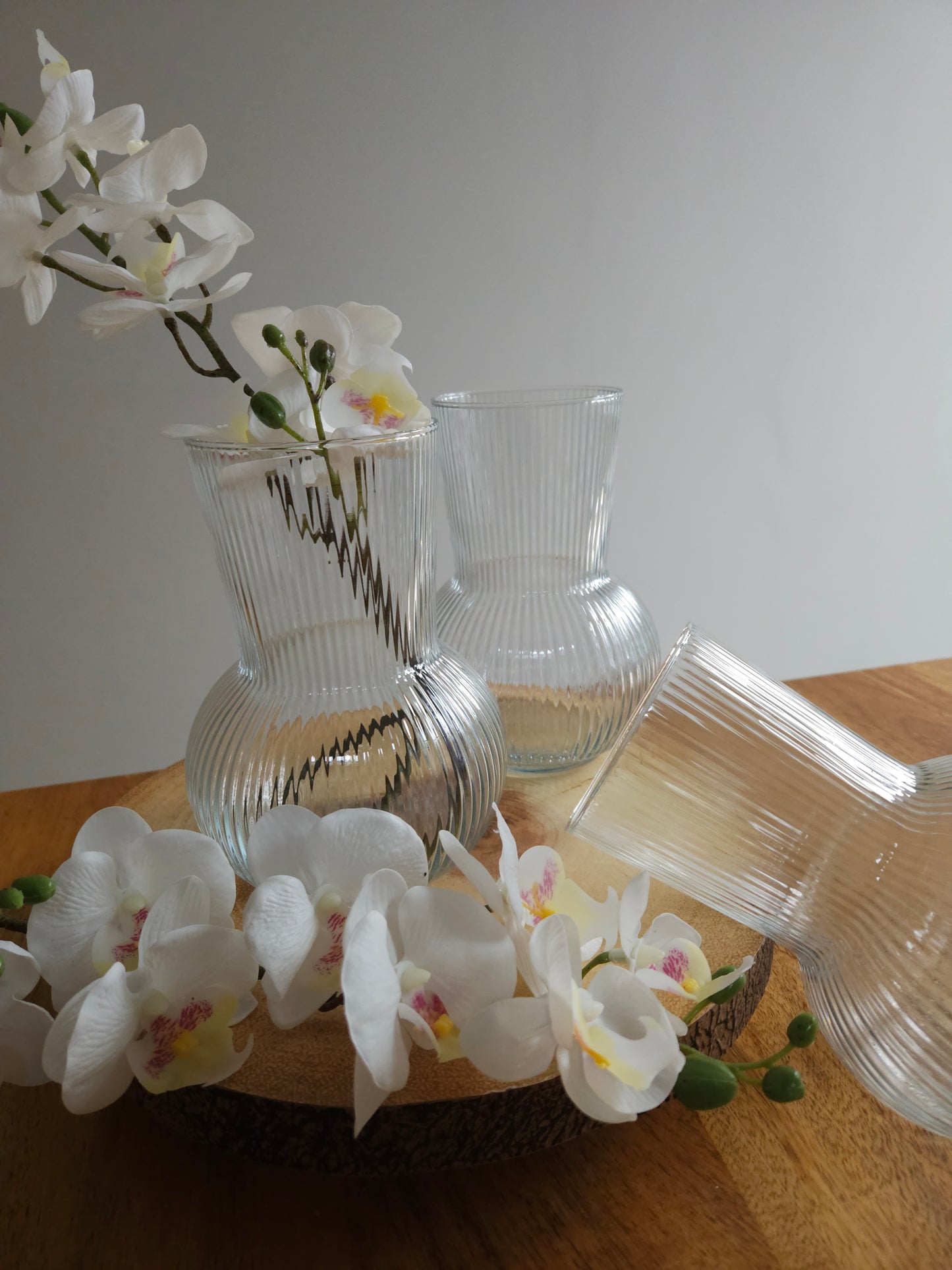 Clear Ribbed Glass Vase